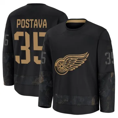 Black Men's Michal Postava Premium Detroit Red Wings 2024 Military Appreciation Practice Jersey