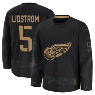 Black Youth Nicklas Lidstrom Premium Detroit Red Wings 2024 Military Appreciation Practice Jersey