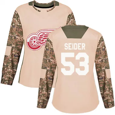 Camo Women's Moritz Seider Authentic Detroit Red Wings Veterans Day Practice Jersey