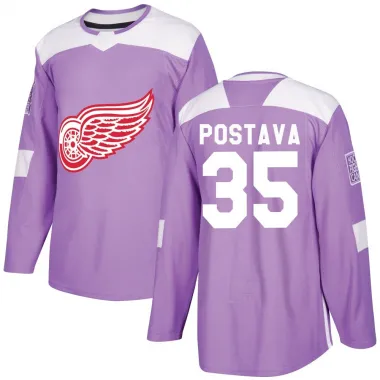 Purple Men's Michal Postava Authentic Detroit Red Wings Hockey Fights Cancer Practice Jersey