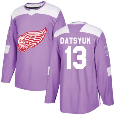 Purple Men's Pavel Datsyuk Authentic Detroit Red Wings Hockey Fights Cancer Practice Jersey