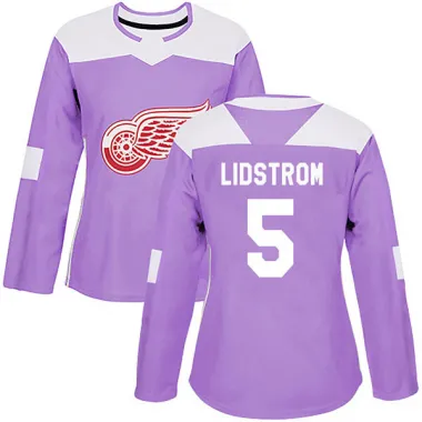 Purple Women's Nicklas Lidstrom Authentic Detroit Red Wings Hockey Fights Cancer Practice Jersey