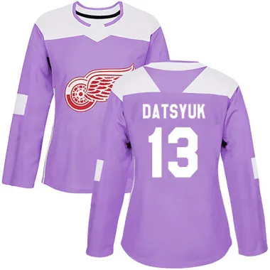 Purple Women's Pavel Datsyuk Authentic Detroit Red Wings Hockey Fights Cancer Practice Jersey