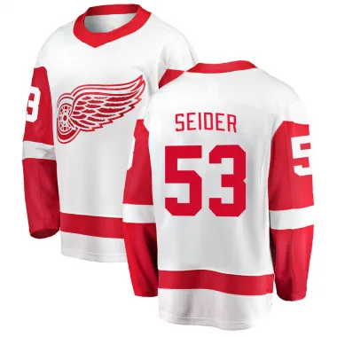 White Men's Moritz Seider Breakaway Detroit Red Wings Away Jersey