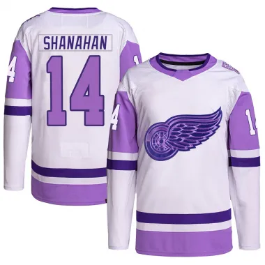 White/Purple Men's Brendan Shanahan Authentic Detroit Red Wings Hockey Fights Cancer Primegreen Jersey