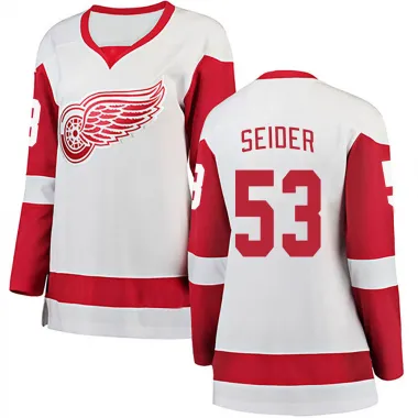White Women's Moritz Seider Breakaway Detroit Red Wings Away Jersey