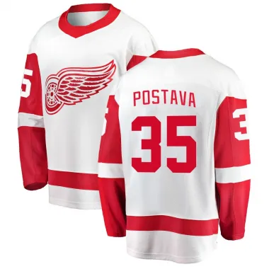 White Youth Michal Postava Breakaway Detroit Red Wings Away Jersey
